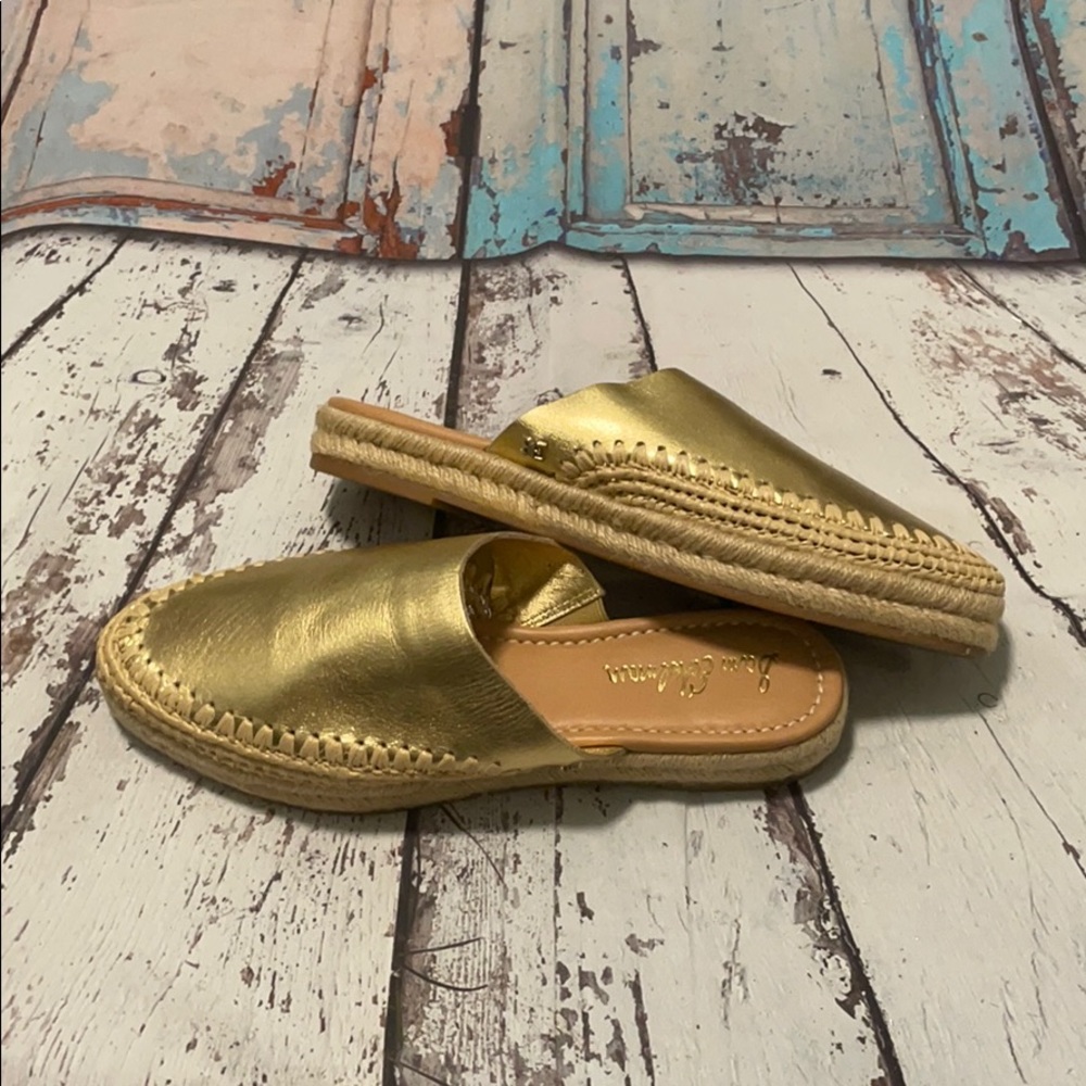 Sam Edelman gold espadrille mules, size 7.5
